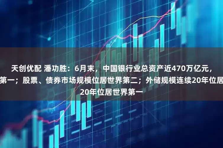天创优配 潘功胜：6月末，中国银行业总资产近470万亿元，位居世界第一；股票、债券市场规模位居世界第二；外储规模连续20年位居世界第一