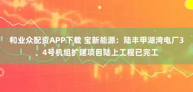 和业众配资APP下载 宝新能源：陆丰甲湖湾电厂3、4号机组扩建项目陆上工程已完工